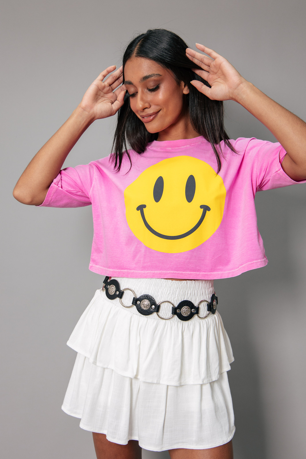 CAMISETA CROPPED BABYLOOK ROSA SMILE CAMISETA CROPPED BABYLOOK ROSA SMILE
