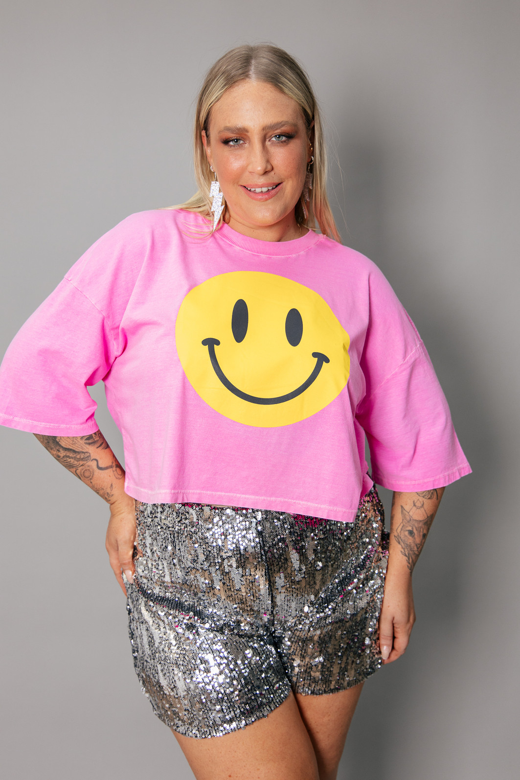 CAMISETA CROPPED BABYLOOK ROSA SMILE CAMISETA CROPPED BABYLOOK ROSA SMILE