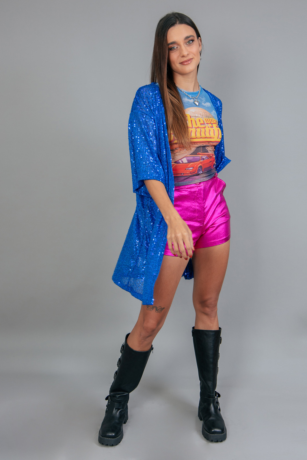 KIMONO COMPRIDO DE PAETÊ AZUL KIMONO COMPRIDO DE PAETÊ AZUL