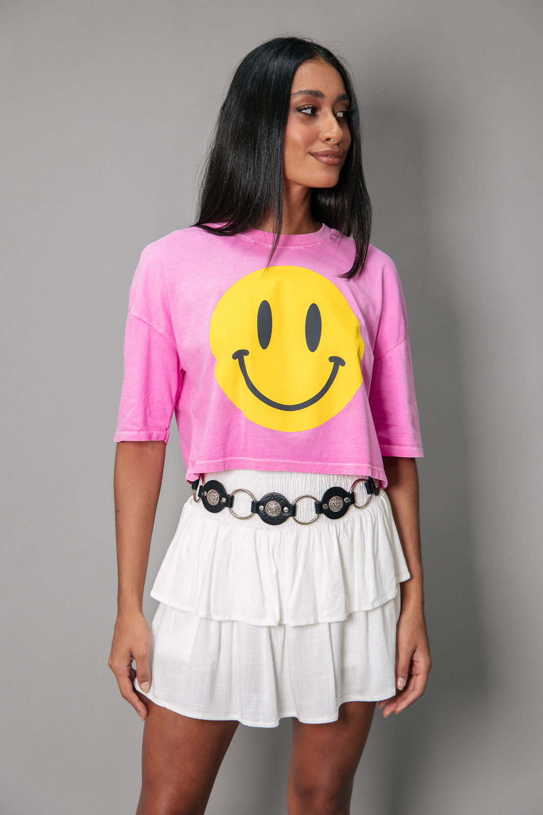 CAMISETA CROPPED BABYLOOK ROSA SMILE CAMISETA CROPPED BABYLOOK ROSA SMILE