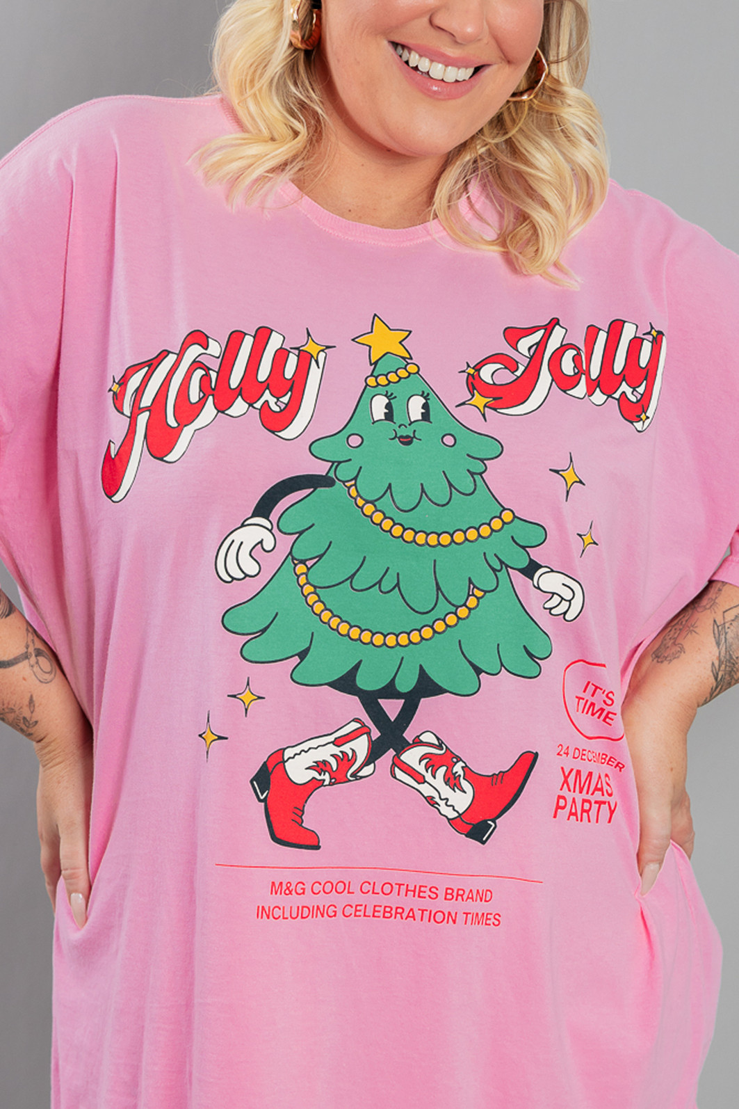 CAMISETA T-SHIRT VINTAGE ROSA HOLLY JOLLY