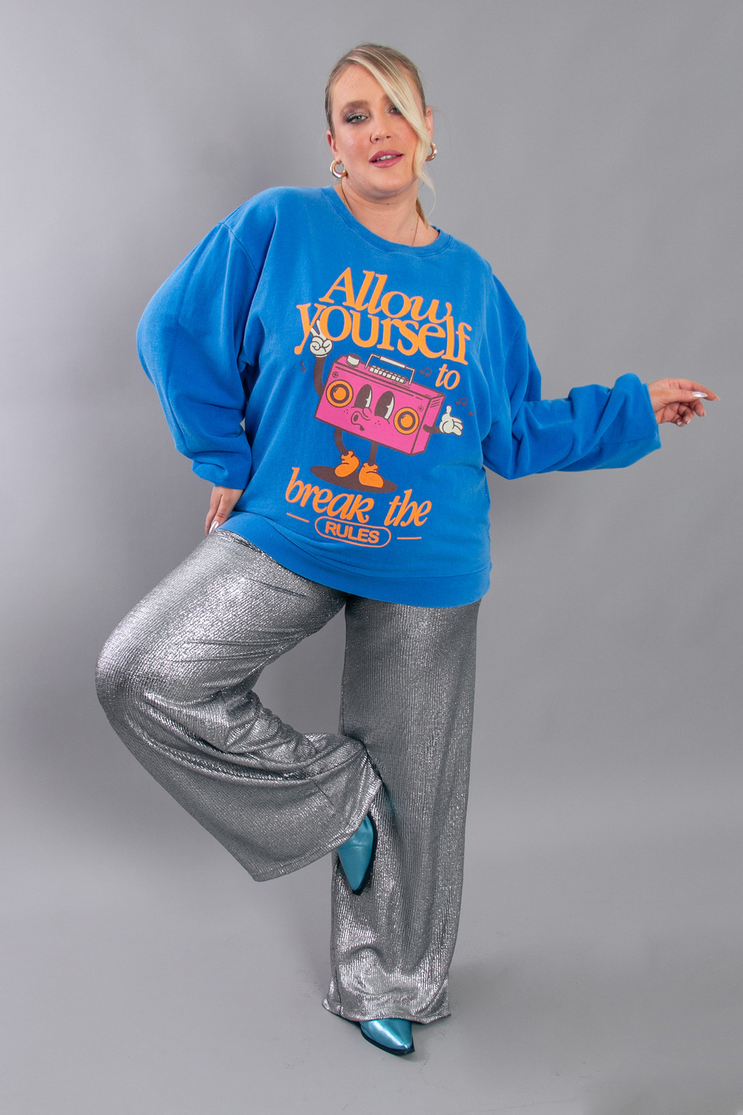 CALÇA PANTALONA COM ELÁSTICO MALHA PRATA CALÇA PANTALONA COM ELÁSTICO MALHA PRATA