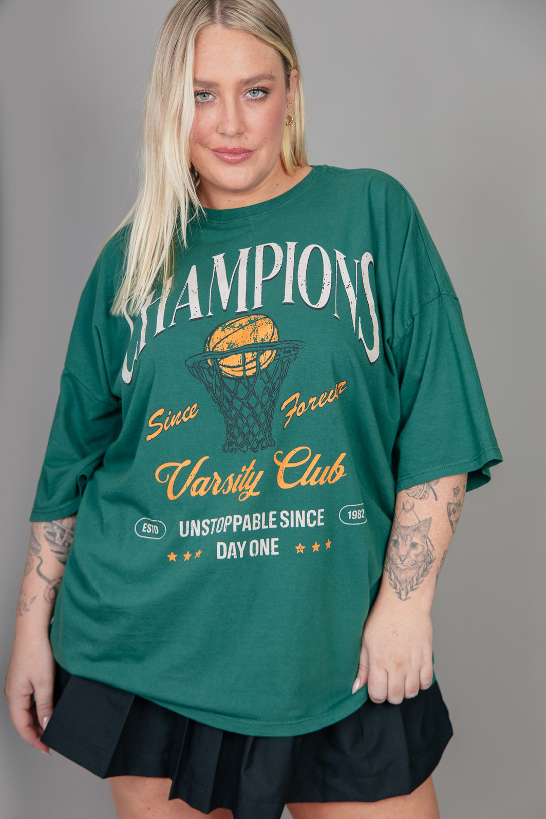 CAMISETA T-SHIRT OVERSIZED VERDE CHAMPIONS CAMISETA T-SHIRT OVERSIZED VERDE CHAMPIONS