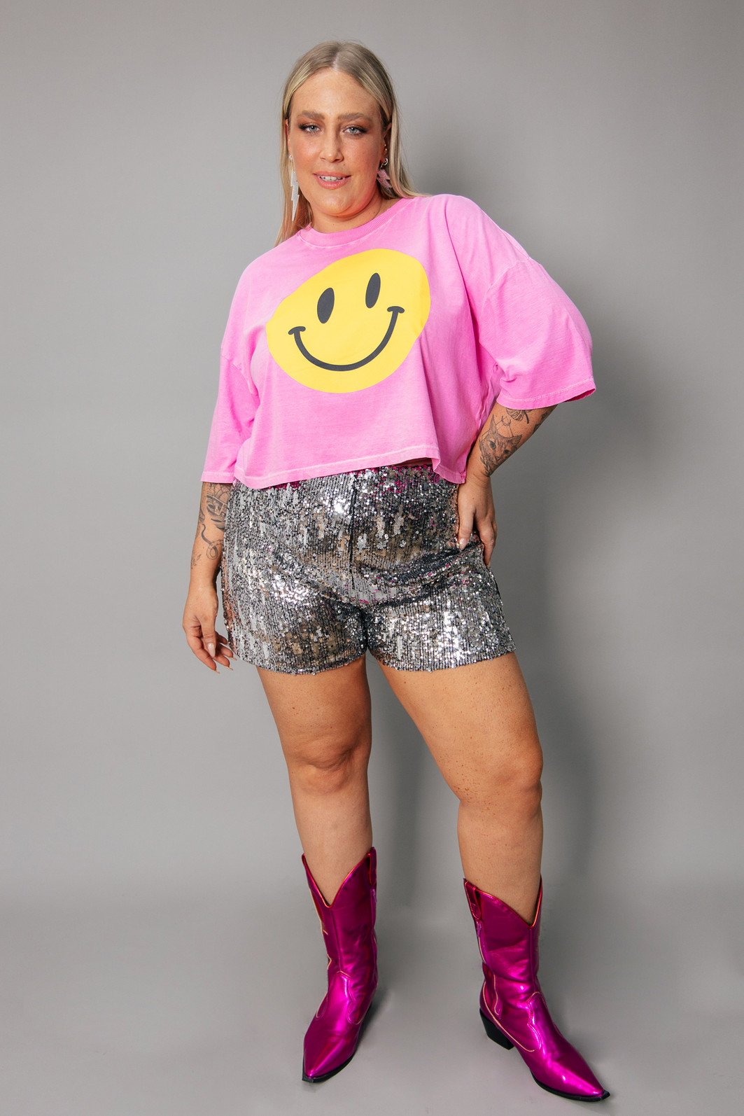 CAMISETA CROPPED BABYLOOK ROSA SMILE CAMISETA CROPPED BABYLOOK ROSA SMILE