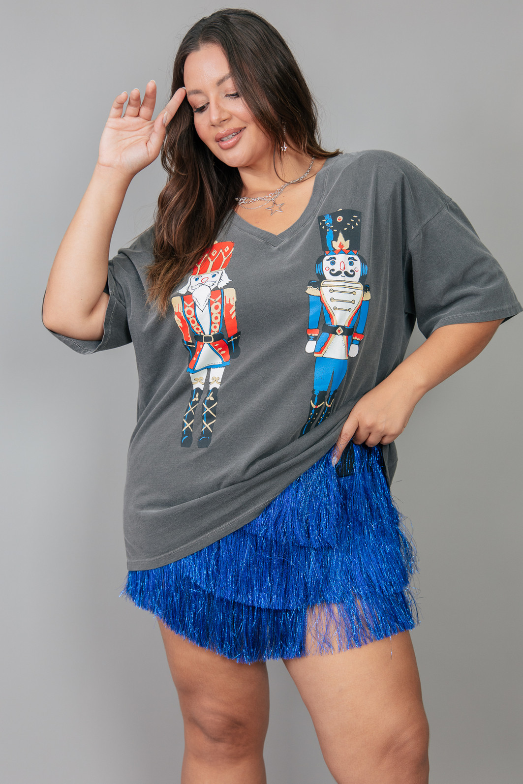 SHORT SAIA DE FRANJAS LONGAS AZUL