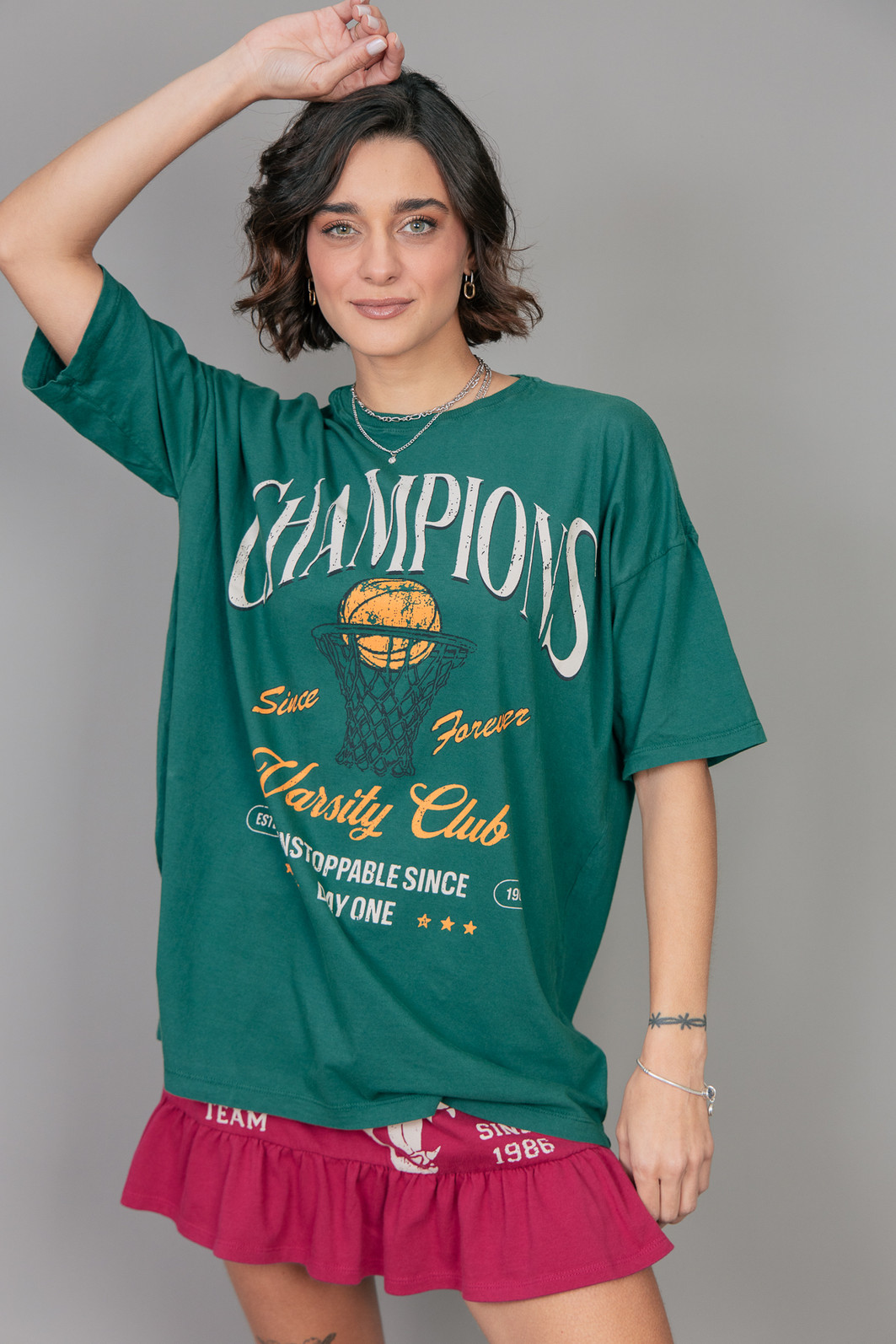 CAMISETA T-SHIRT OVERSIZED VERDE CHAMPIONS CAMISETA T-SHIRT OVERSIZED VERDE CHAMPIONS
