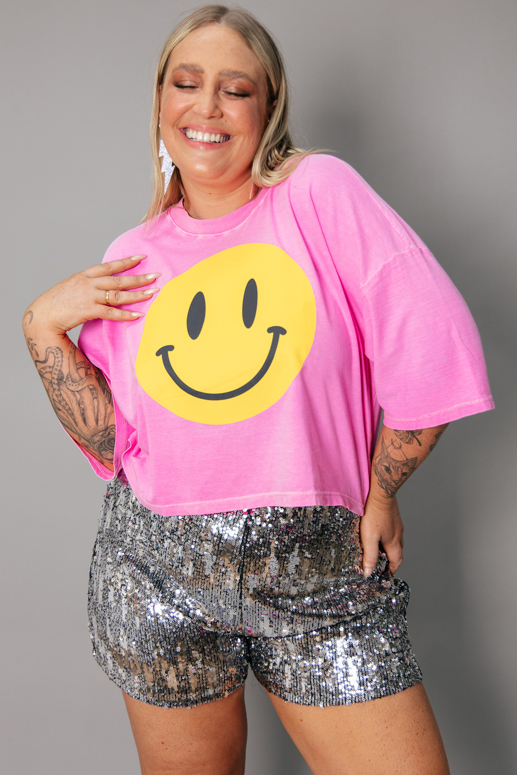 CAMISETA CROPPED BABYLOOK ROSA SMILE CAMISETA CROPPED BABYLOOK ROSA SMILE