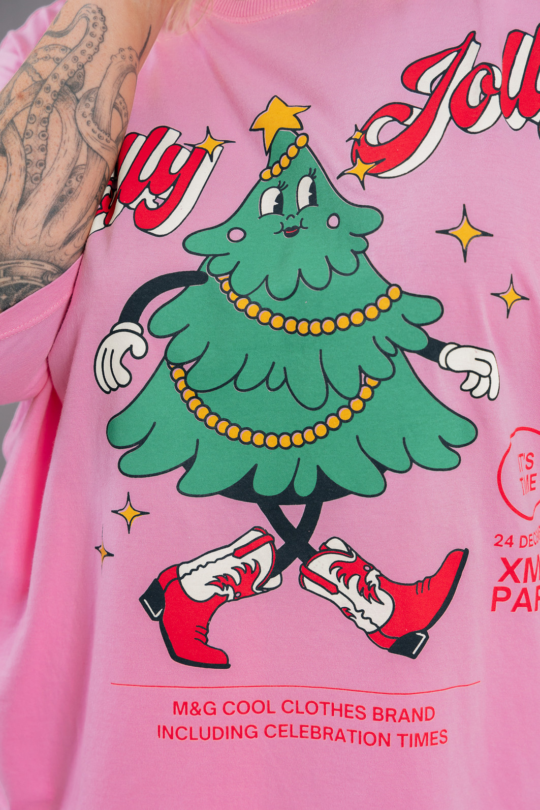 CAMISETA T-SHIRT VINTAGE ROSA HOLLY JOLLY