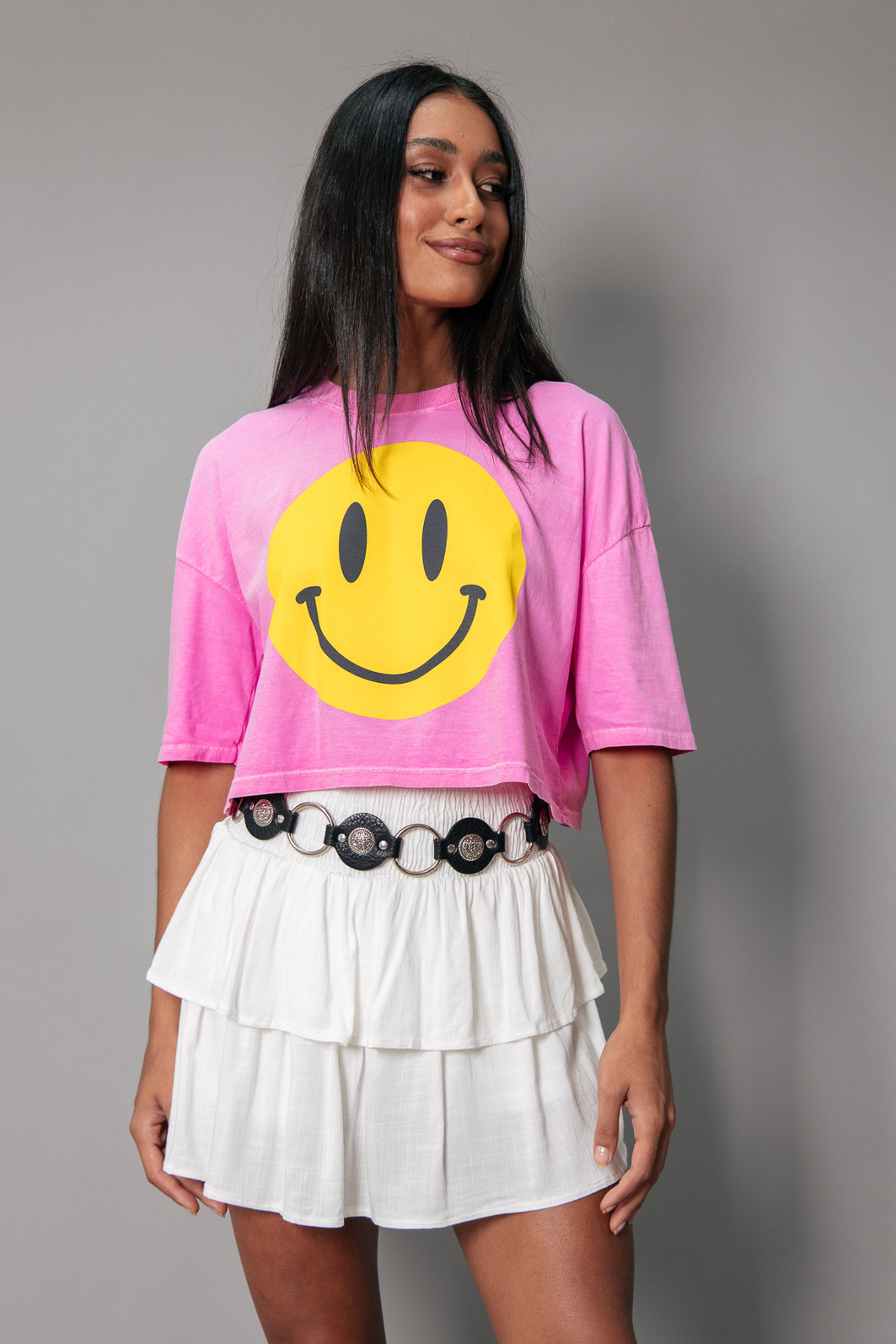 CAMISETA CROPPED BABYLOOK ROSA SMILE CAMISETA CROPPED BABYLOOK ROSA SMILE