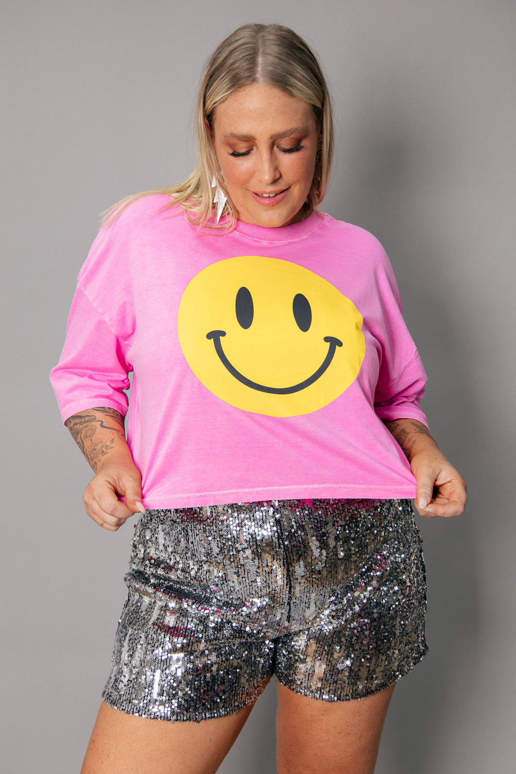 CAMISETA CROPPED BABYLOOK ROSA SMILE CAMISETA CROPPED BABYLOOK ROSA SMILE
