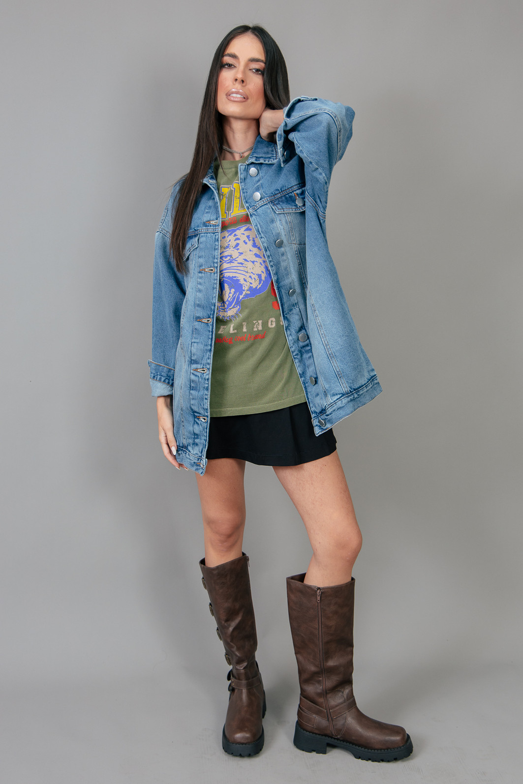 JAQUETA JEANS VINTAGE OVERSIZED COM BOTÕES