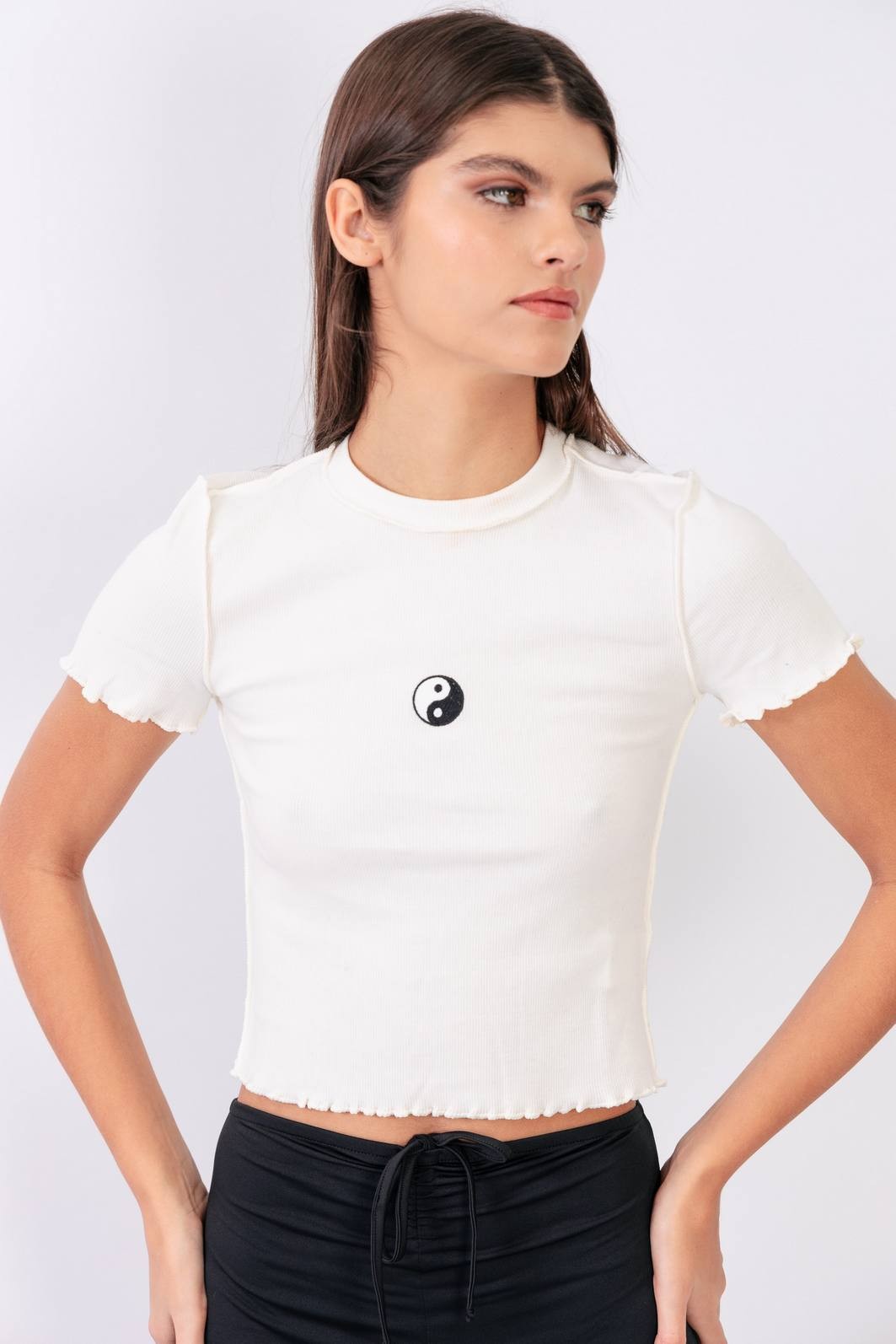 CROPPED CANELADA OFF WHITE YIN YANG CROPPED CANELADA OFF WHITE YIN YANG