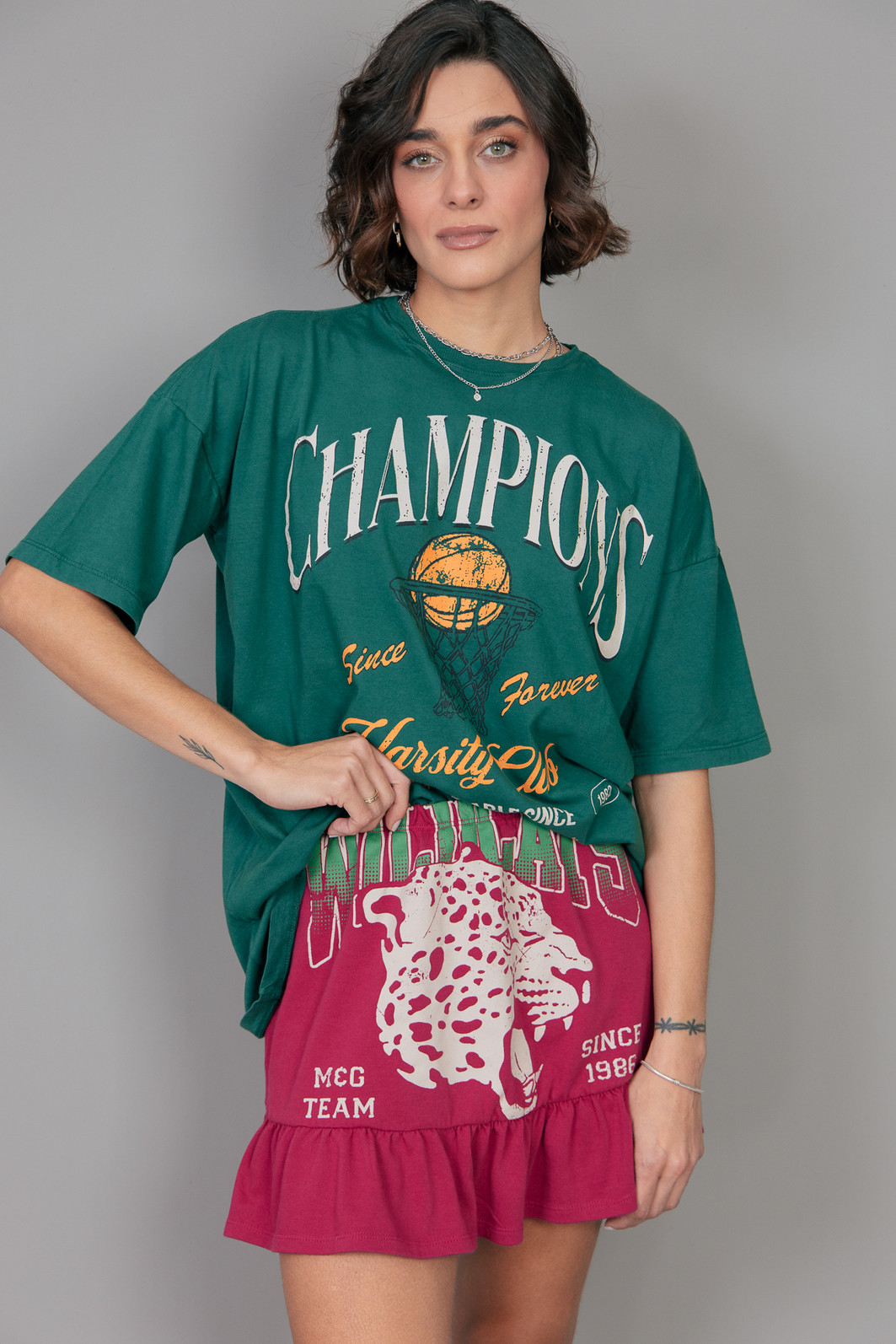 CAMISETA T-SHIRT OVERSIZED VERDE CHAMPIONS CAMISETA T-SHIRT OVERSIZED VERDE CHAMPIONS