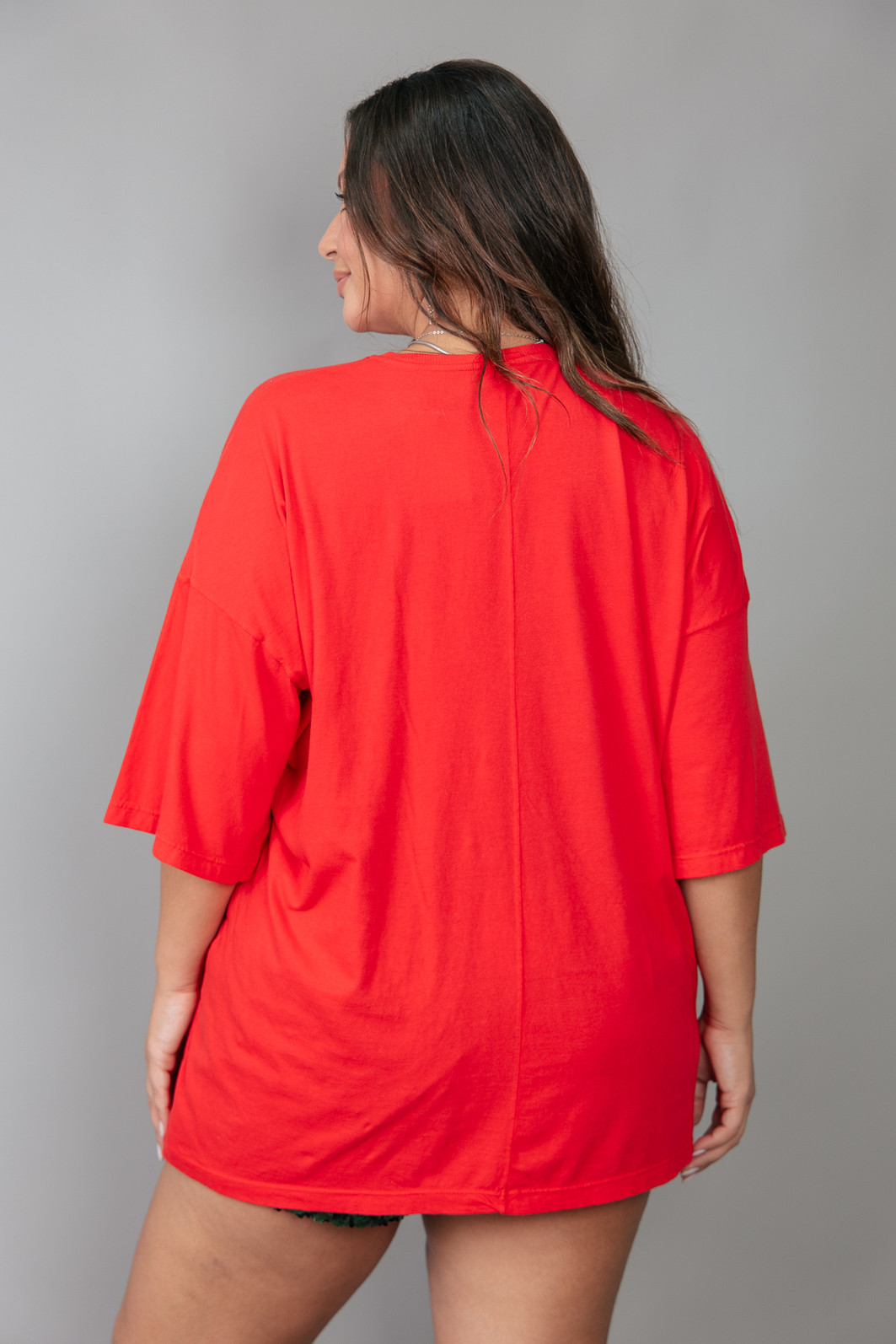 CAMISETA T-SHIRT OVERSIZED VERMELHA HOLLY JOLLY