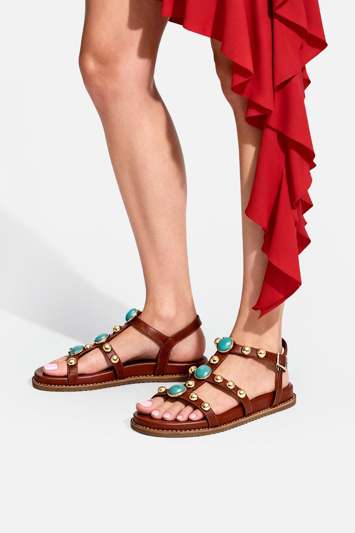 Papete com Pedras Azuis e Esferas Cromadas Tostado