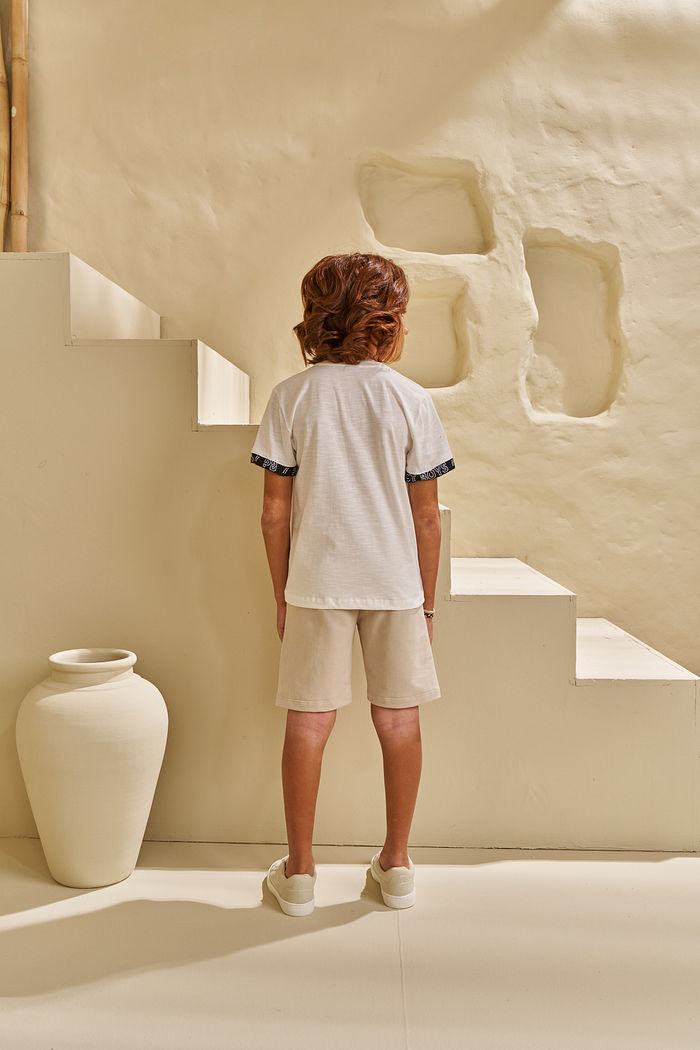 CONJUNTO T-SHIRT EM FLAMÊ E BERMUDA EM MOLETINHO