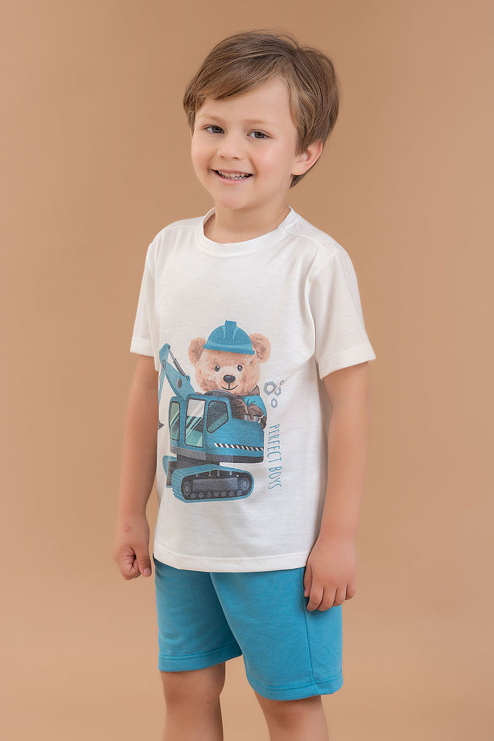 CONJUNTO  PIJAMA CAMISETA E SHORTS EM MEIA MALHA PV