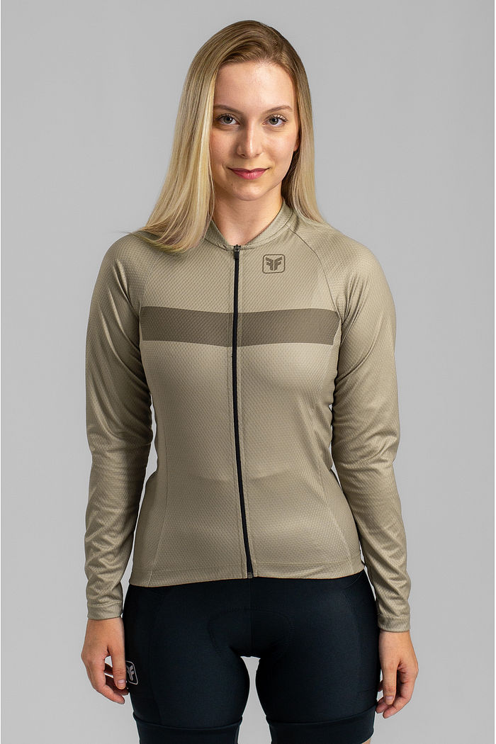CAMISA DE CICLISMO FEMININA BASIC MANGA LONGA MASCAVO
