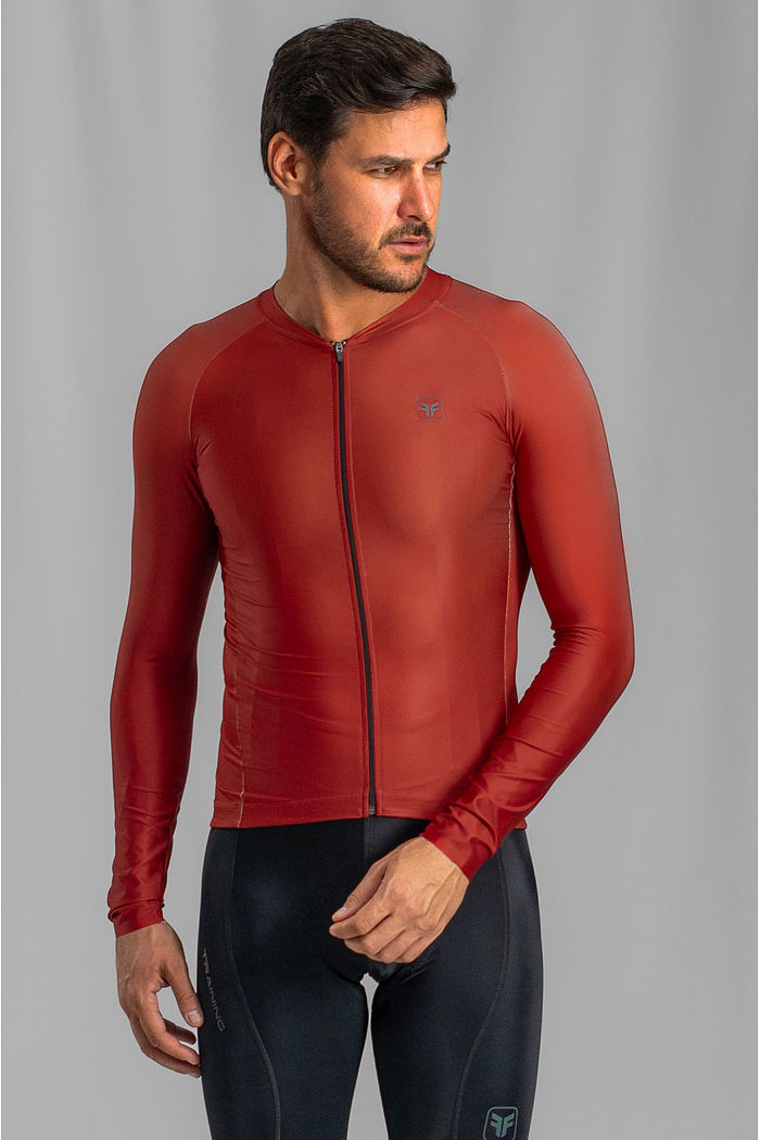 CAMISA DE CICLISMO MASCULINA TRAINING MANGA LONGA FERRUGEM
