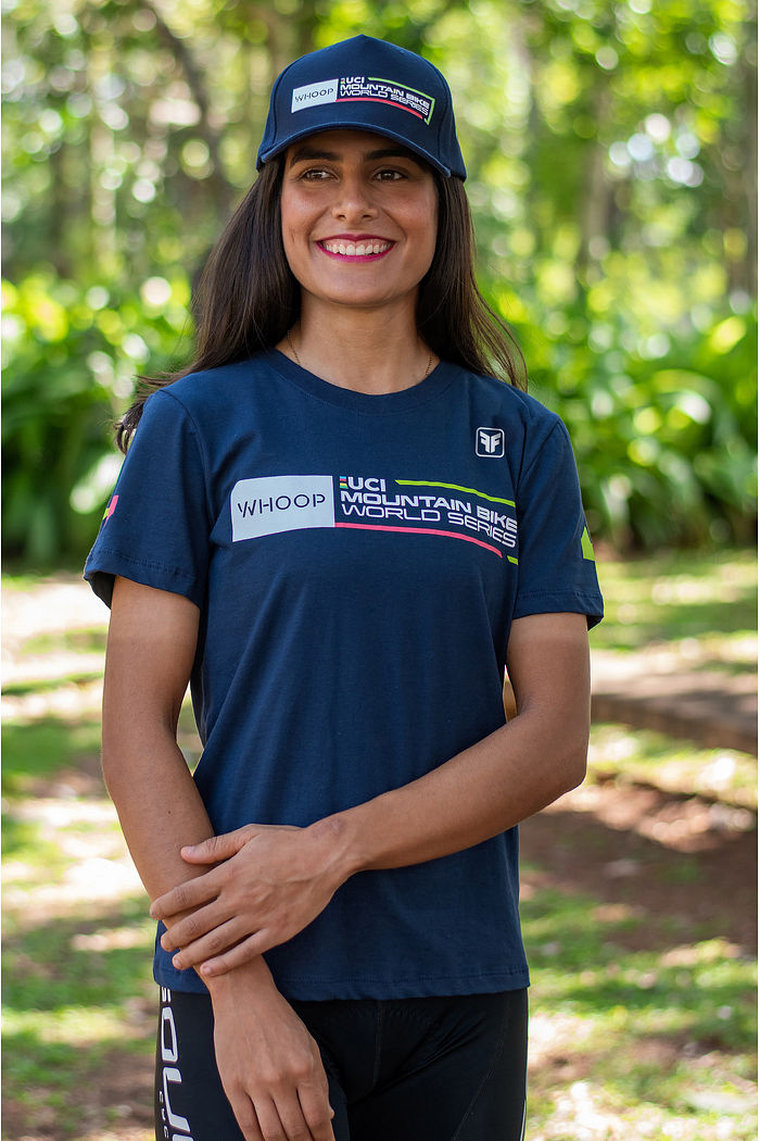 CAMISETA CASUAL FEMININA AZUL MARINHO UCI MTB WORLD SERIES