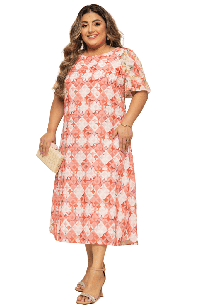 VESTIDO PLUS CREPE ESTAMPADO - 14167