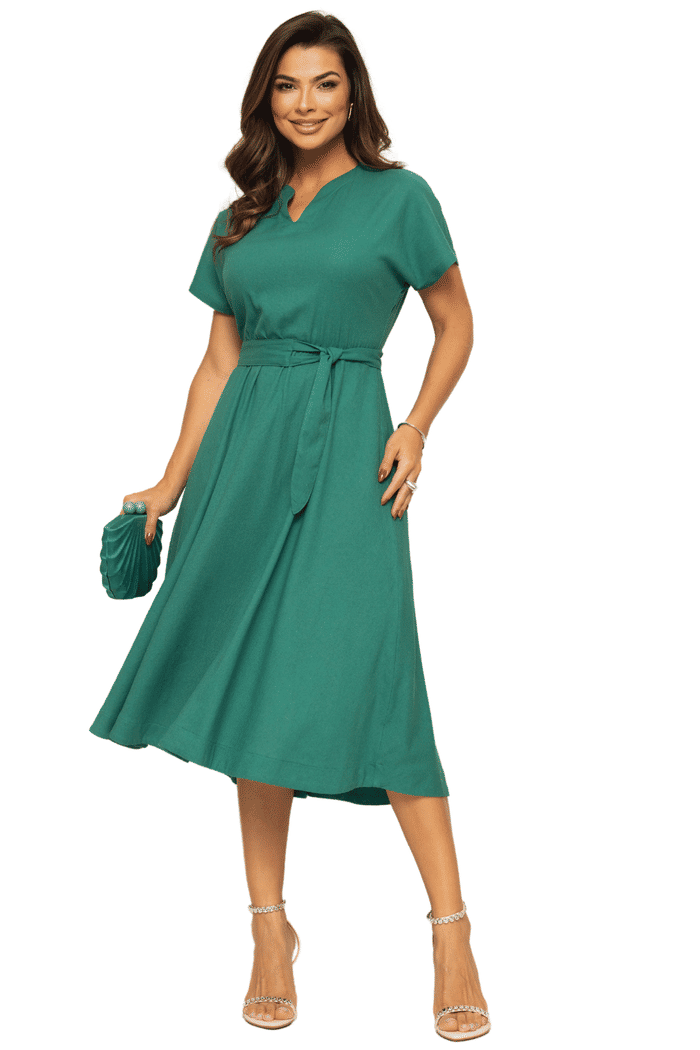 VESTIDO VISCOLINHO COM FAIXA - 14252