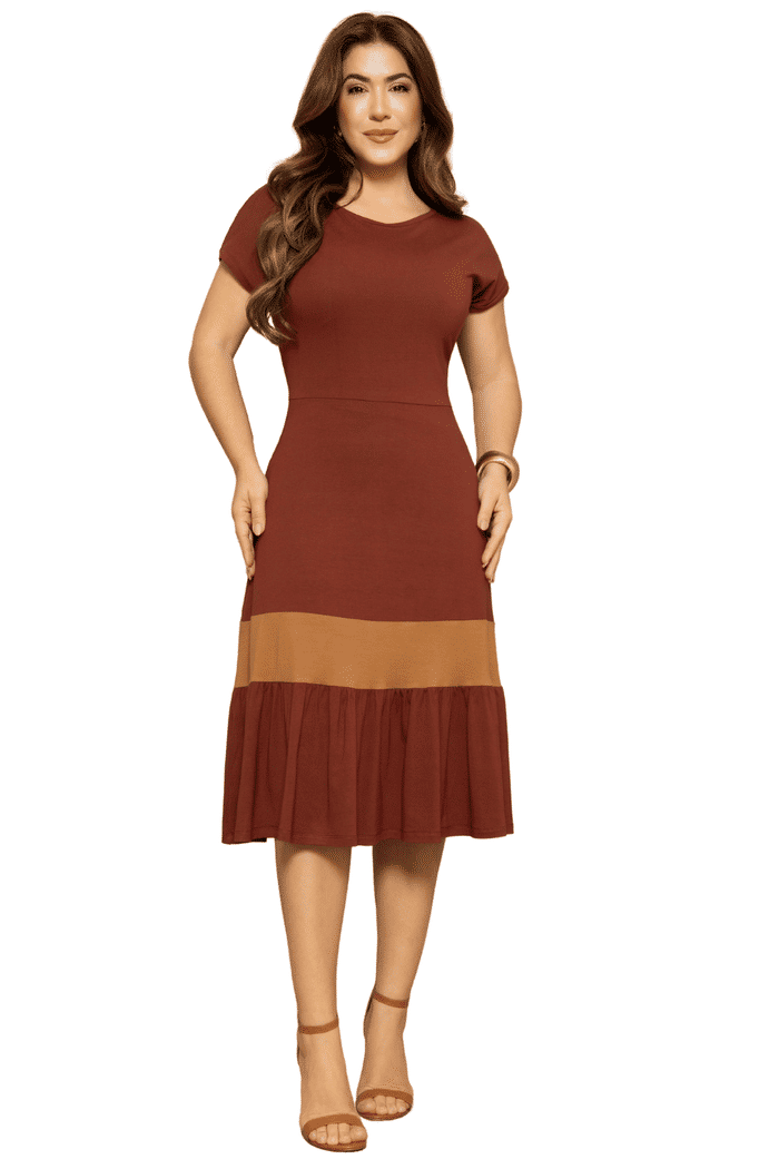 VESTIDO VISCO HEAVY BICOLOR - 14236