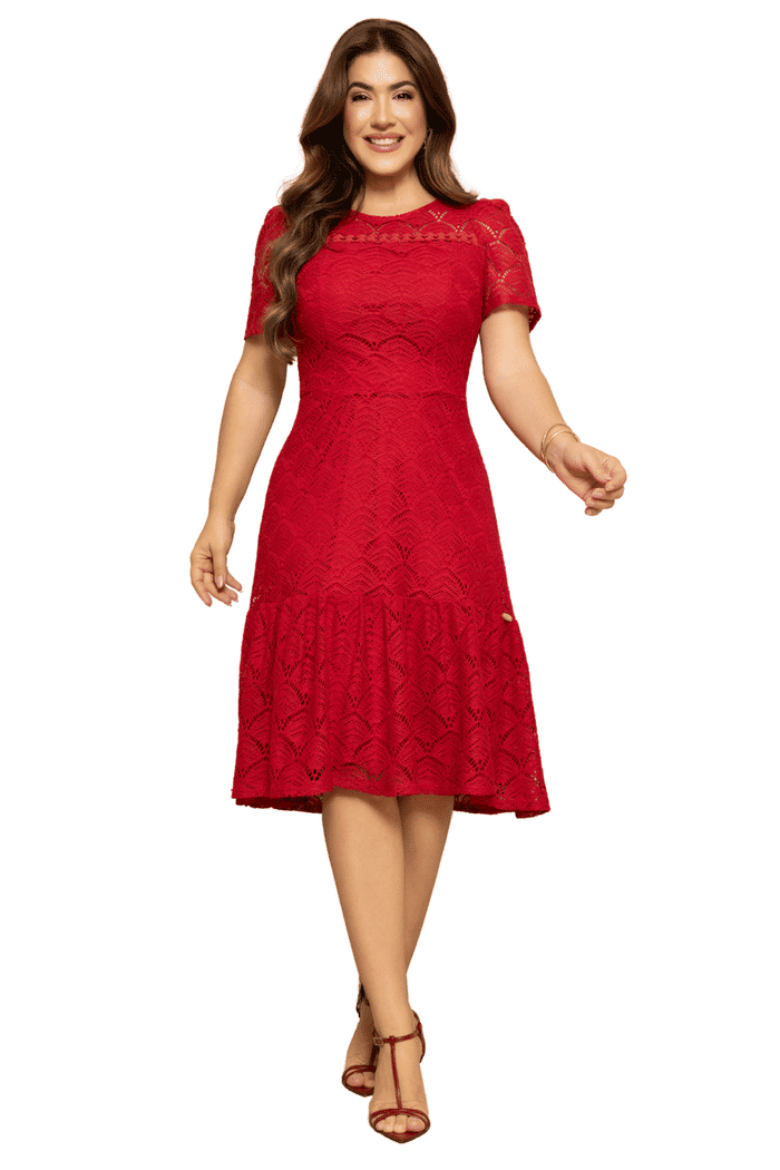 VESTIDO CROCHET MACRAME COM SIANINHA NO DECOTE - 14322