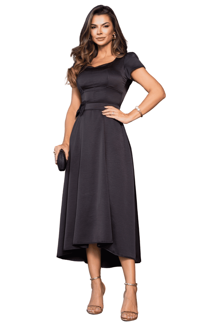 VESTIDO CREPE GLASS MAX MID MULLET E FAIXA COM LACO - 14248