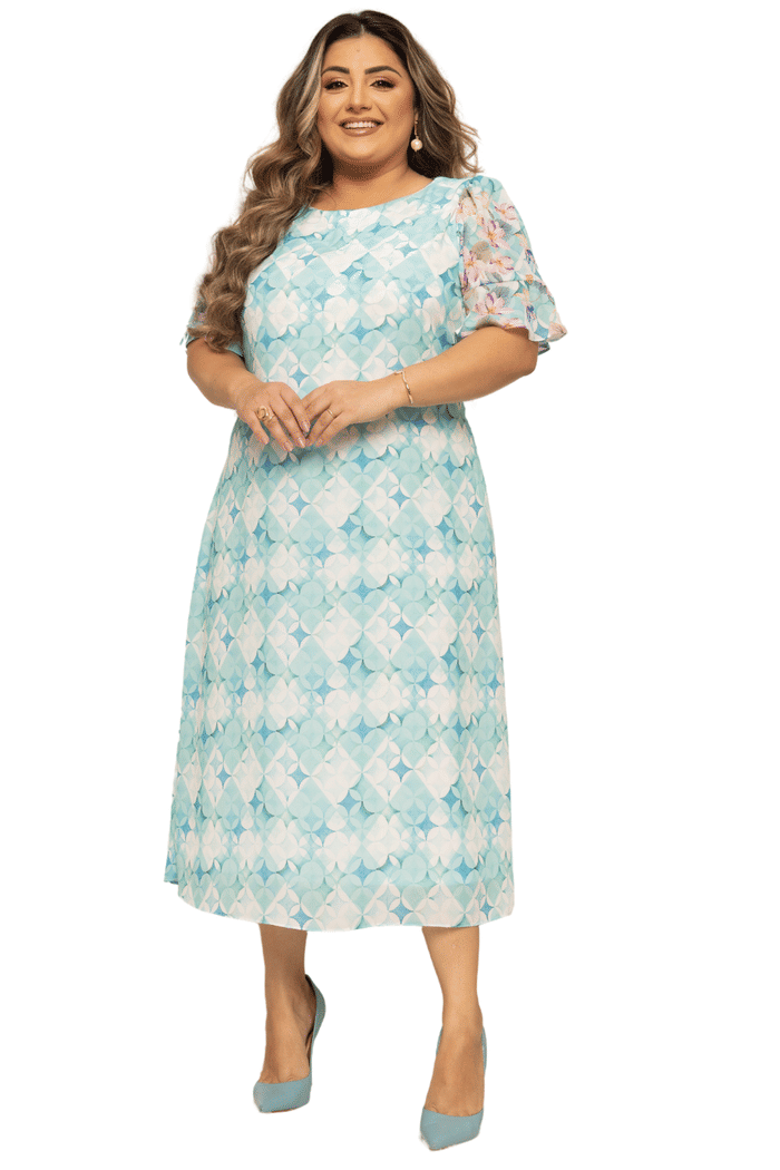 VESTIDO PLUS CREPE ESTAMPADO - 14167