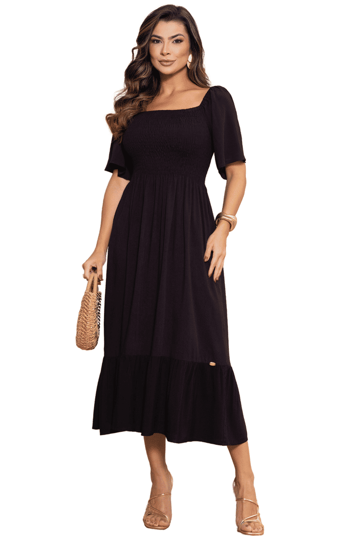 VESTIDO MID VISCOLINHO DE LASTEX - 14319