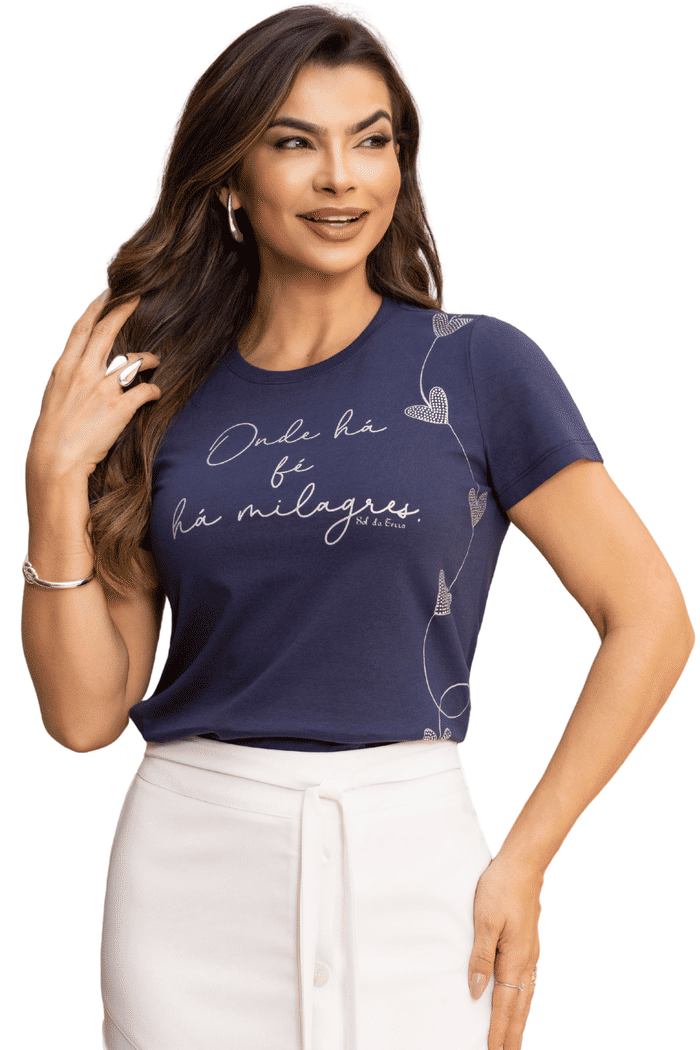 T-SHIRT 100% ALGODAO ONDE HÁ FÉ HÁ MILAGRES - 05826