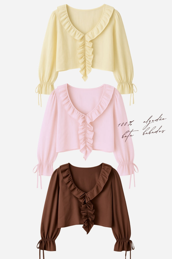 Bata 100% Algodão com Babados 3 Cores