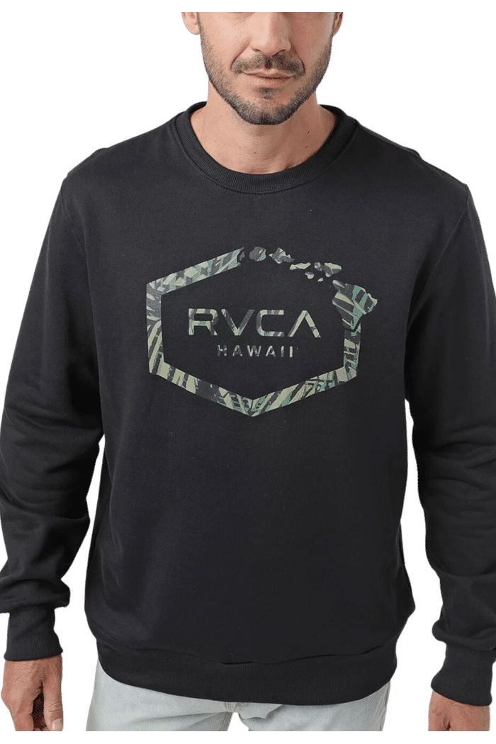 Moletom RVCA Care Hawaiian Hex Preto