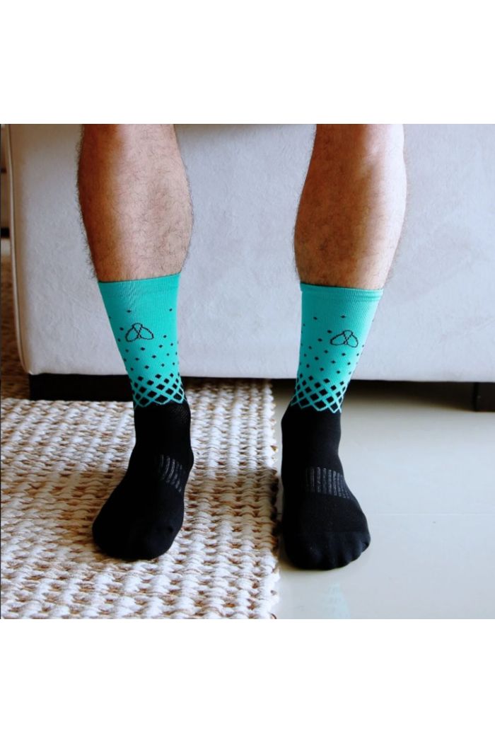 Meia Zmz Performance Azul Geométrico