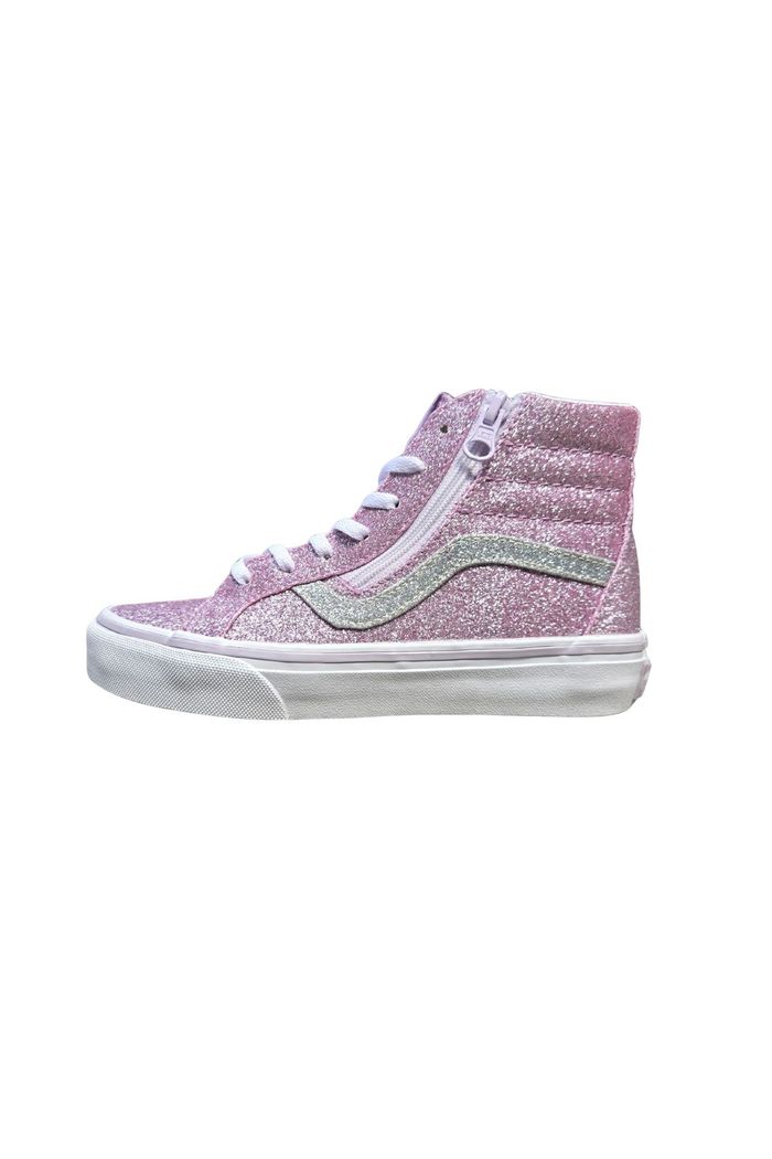Tênis Vans Infantil Sk8-Hi Reissue Side Zip Glitter Lilac Mist