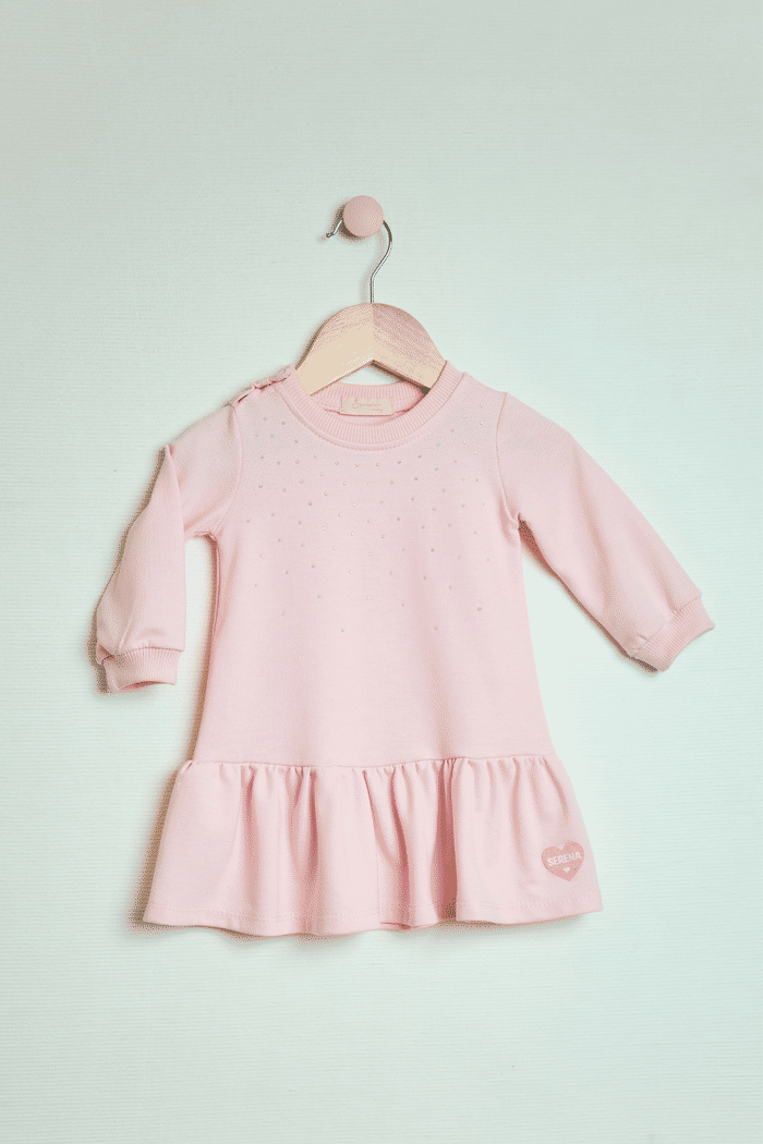 Vestido de moletinho rosa bebê