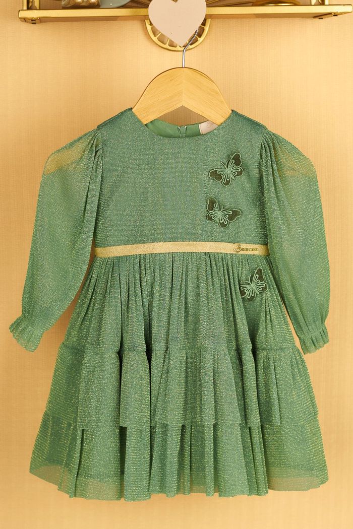 Vestido de tule lux com aplicações de borboletas