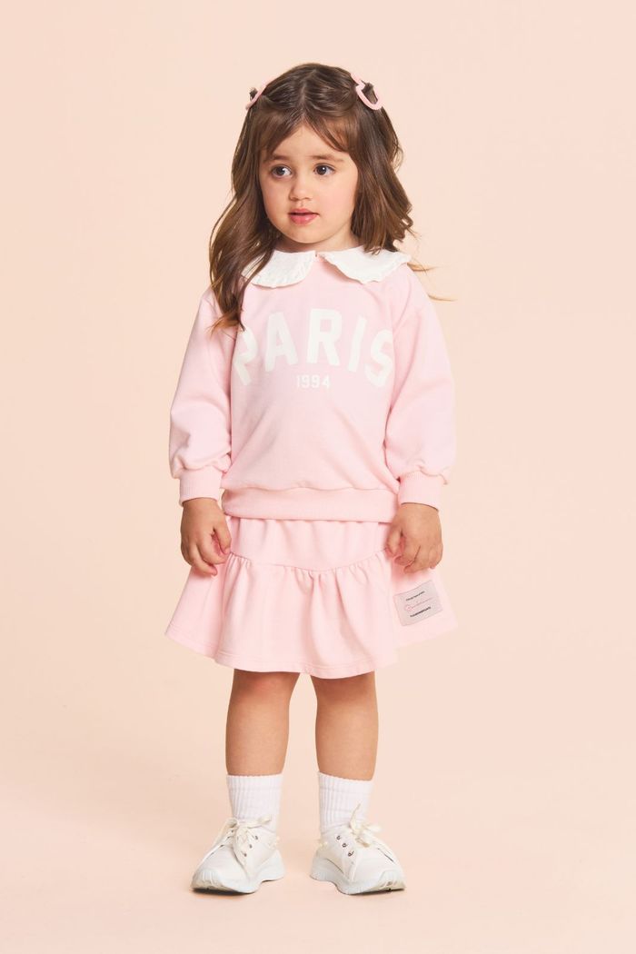 Conjunto moletom paris e saia de moletinho