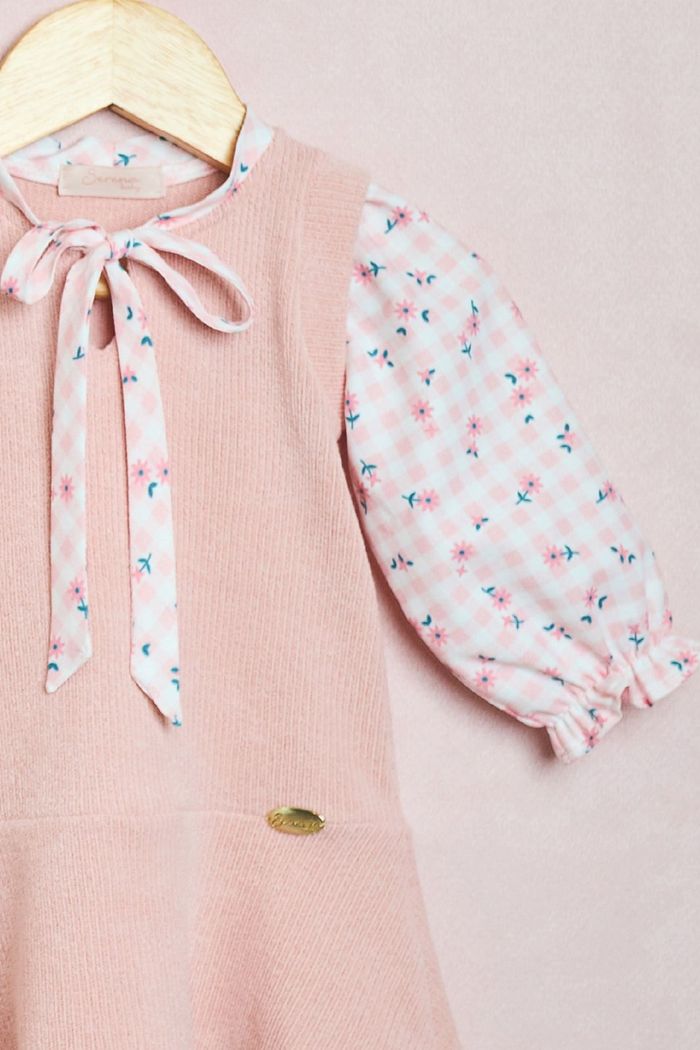 Vestido de tricot e dunas estampado