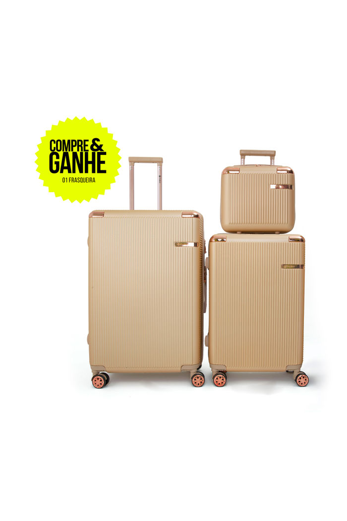 Kit de Malas de Viagem Media 23kg e Grande 32kg e Ganhe Frasqueira Croácia Fendi