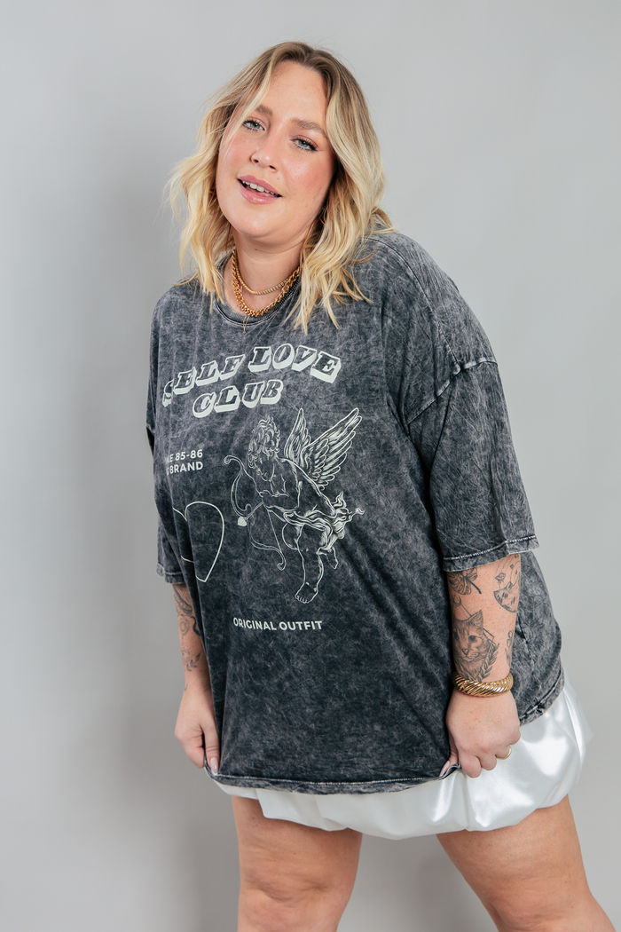 CAMISETA  T-SHIRT OVERSIZED MARMORIZADA SELF LOVE
