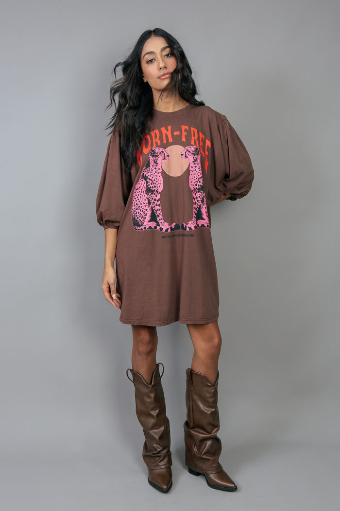 VESTIDO AMPLO COM MANGA BUFANTE BORN FREE