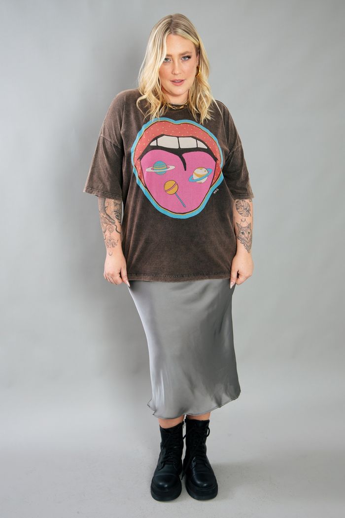 SAIA MIDI DE CETIM FASHIONISTA CINZA