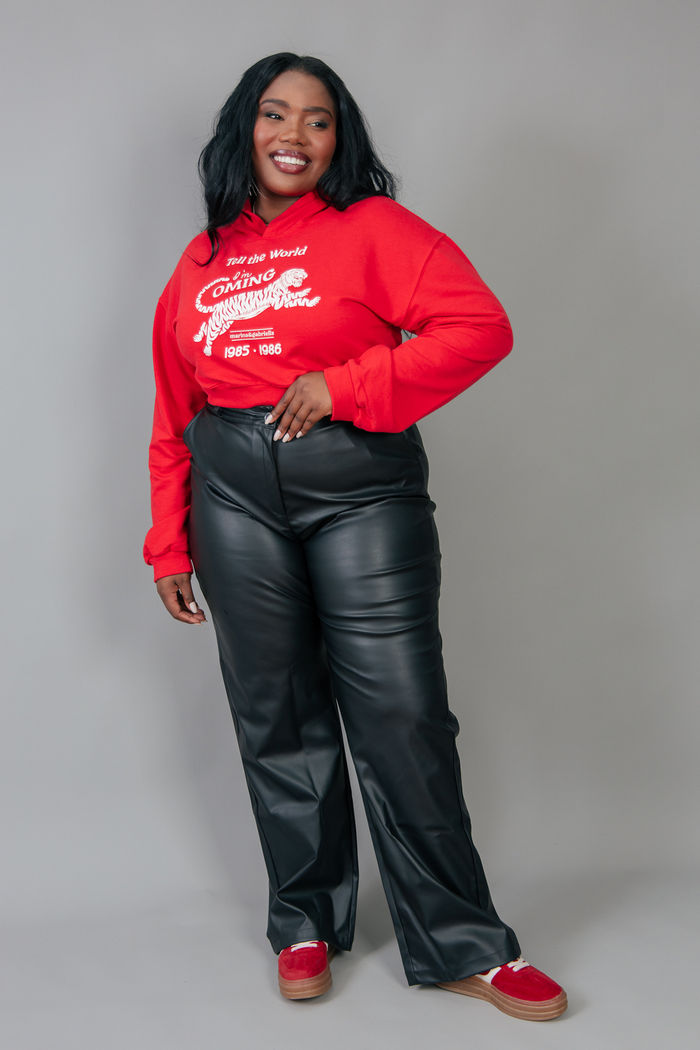 CALÇA WIDE COURO PRETO SINTÉTICO