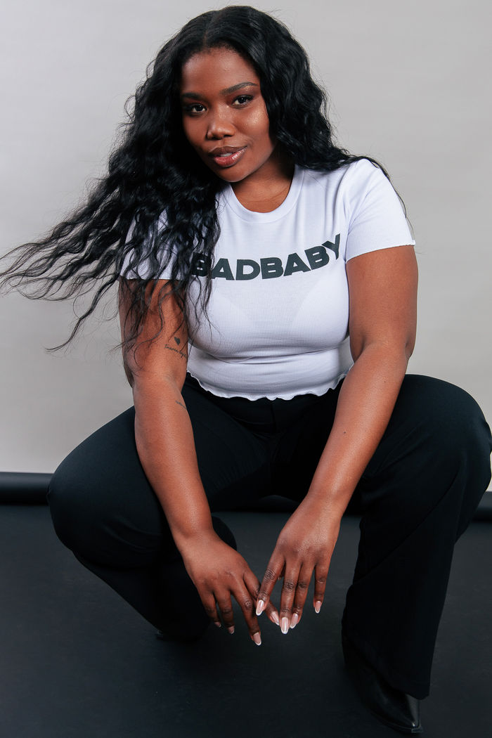 T-SHIRT BABYTEE CANELADA BRANCA BADBABY