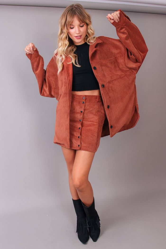 JAQUETA OVERSIZED COTELÊ TERRACOTA