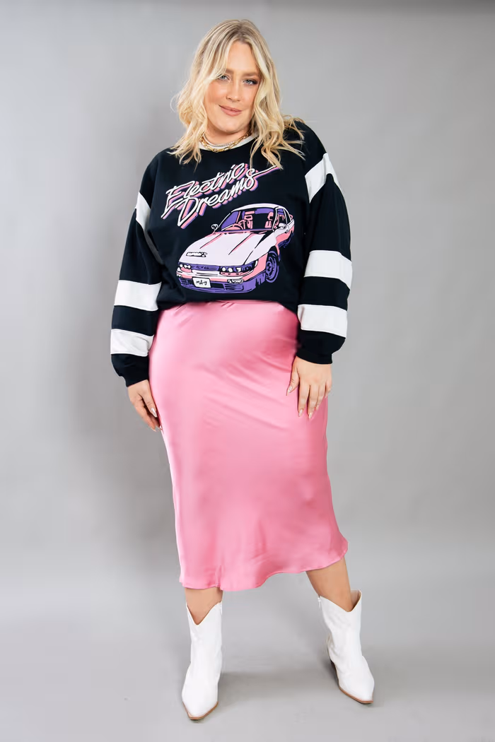 SAIA MIDI DE CETIM FASHIONISTA ROSA