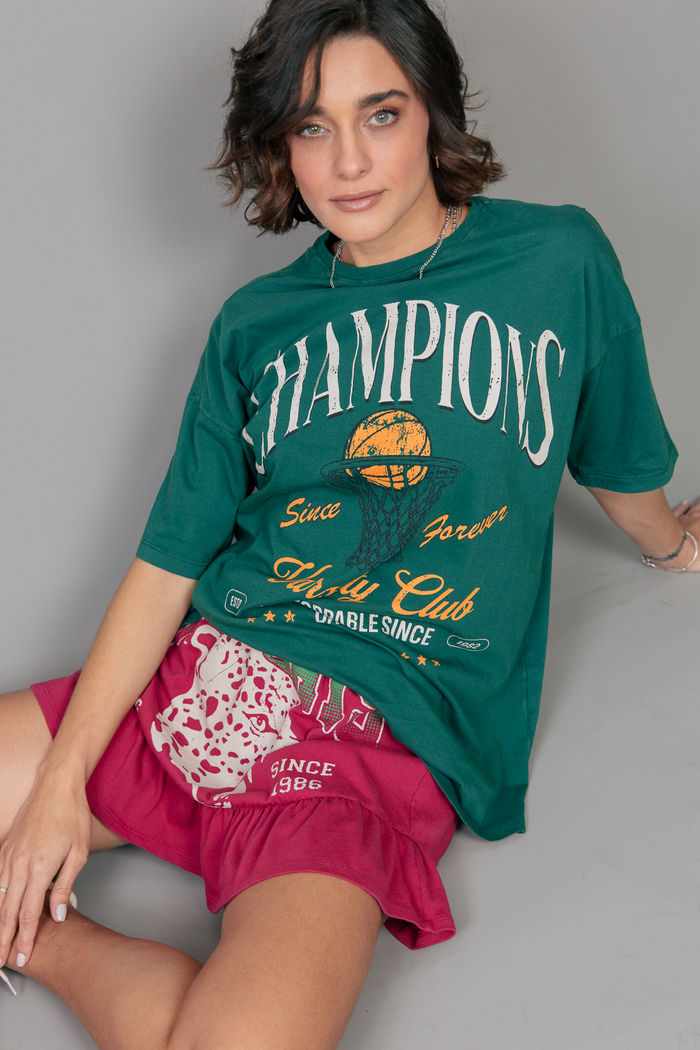 CAMISETA T-SHIRT OVERSIZED VERDE CHAMPIONS