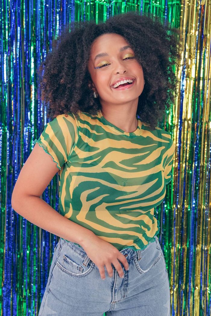 CROPPED DE TULE ZEBRA BRASIL